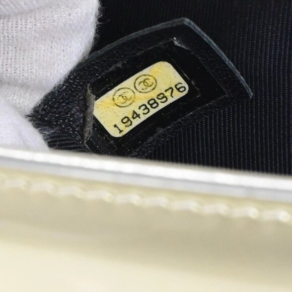 CHANEL CC Boy Bicolor Chain Shoulder Bag Patent Leather GD Silver SHW 385RK882 - Picture 9 of 16